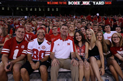 Hank Bounds with UNL students at the Boneyard Bash