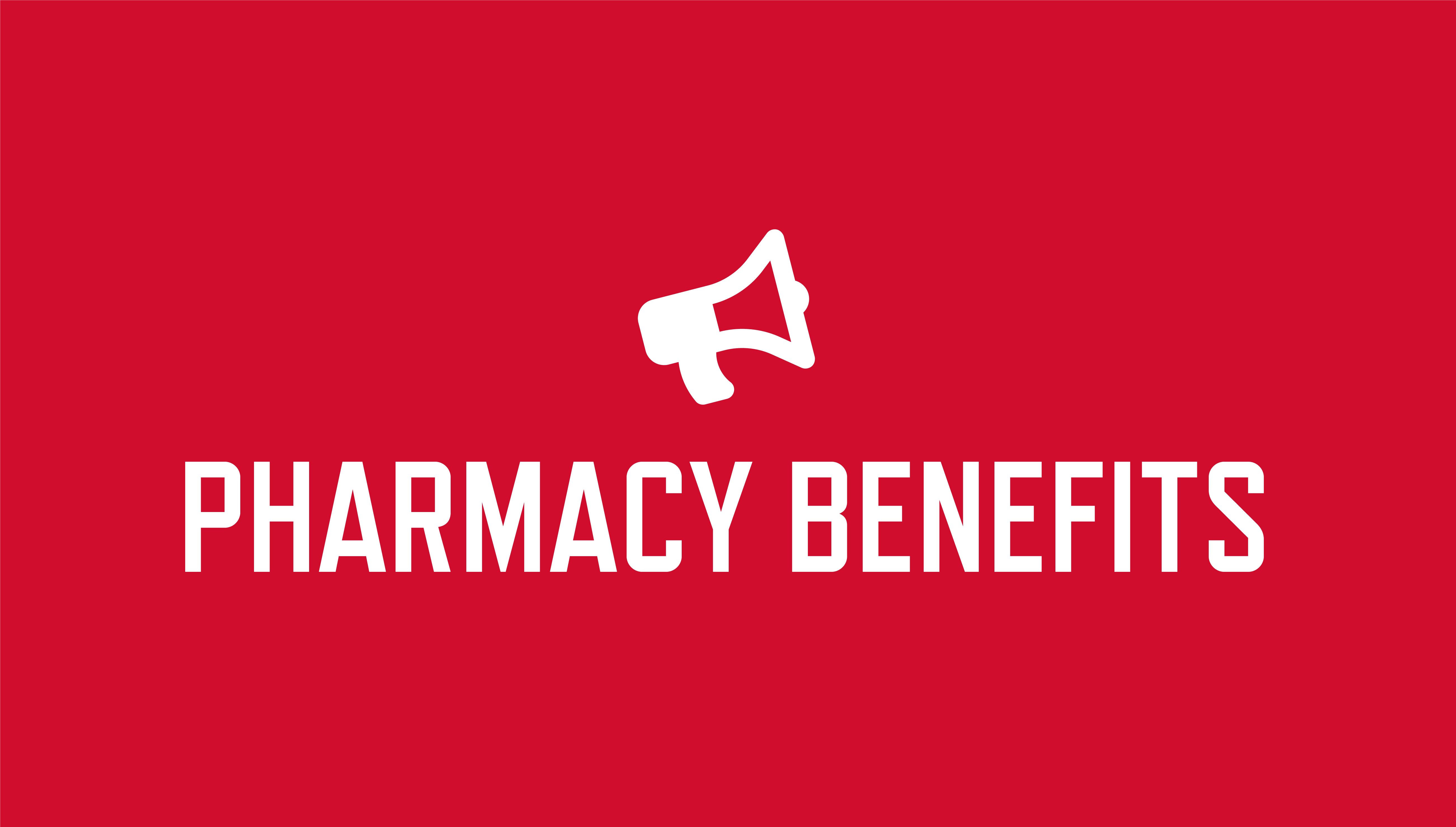 red background and pharmacy benefits text