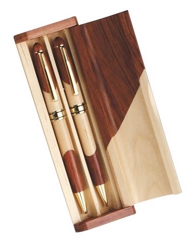 Wooden box with two pens