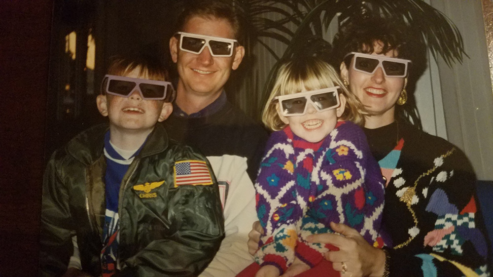 The Carter family poses in their 3D glasses - from left to right: Christopher, Ted, Brittany and Lynda