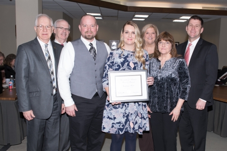 Regent Whitehouse; Chancellor Gold; Toby Frost, husband; Courtney Frost, recipient; Carin Borg, supervisor; Sally Cowell, mother; President Bounds.