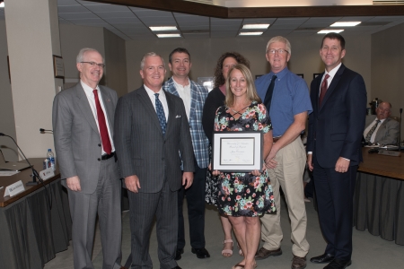 Chancellor Gold; Regent Clare; . Todd Wyatt, supervisor; Stephanie Ahlschwede, friend; Jane DeVasure, recipient; Keith Siebrandt, husband; President Bounds