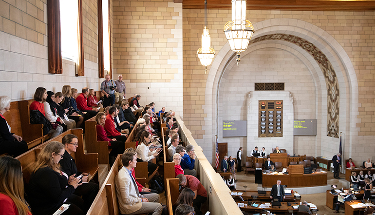 I love NU day participants seated on the balcony at the state capitol