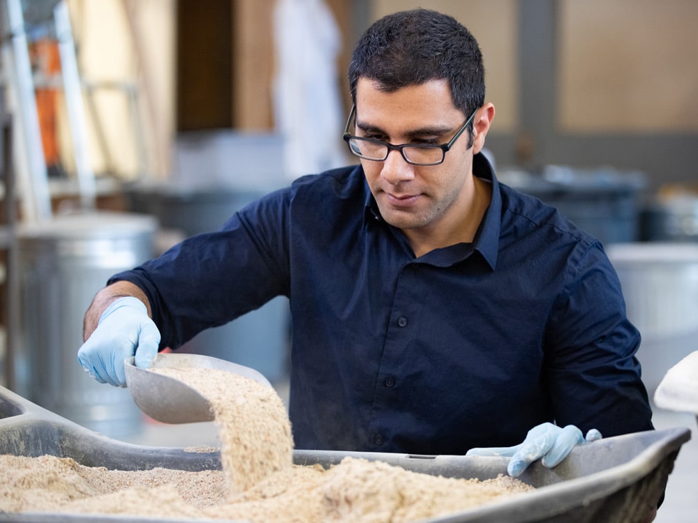 mahmoud shakouri working with corn by product