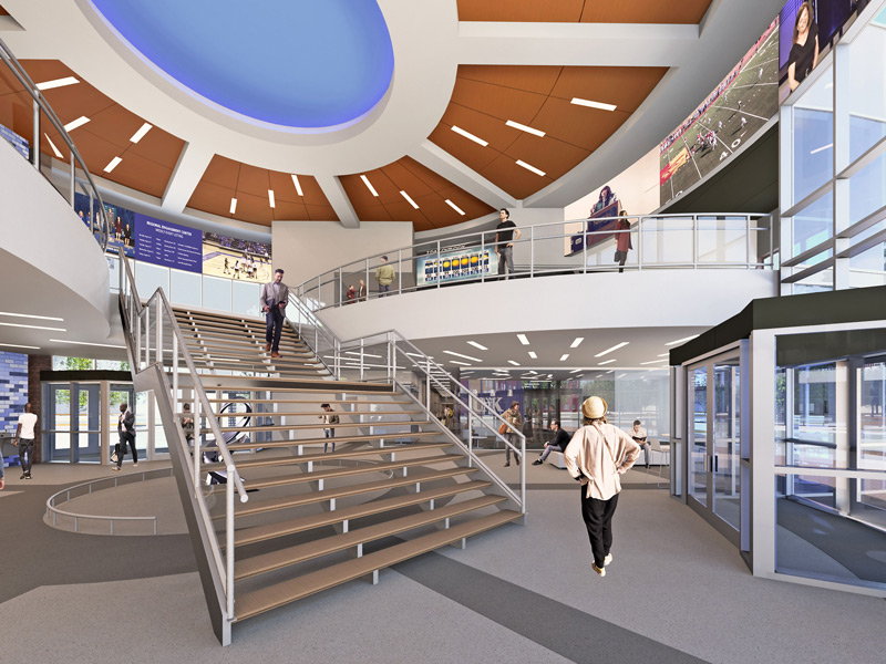 Rendering of UNK's Regional Engagment and Alumni Center atrium