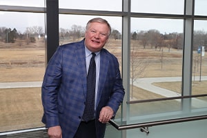 UNK Chancellor Doug Kristensen being shown the current Health Science Education complex. 