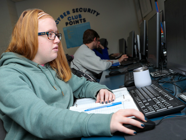 student at computer