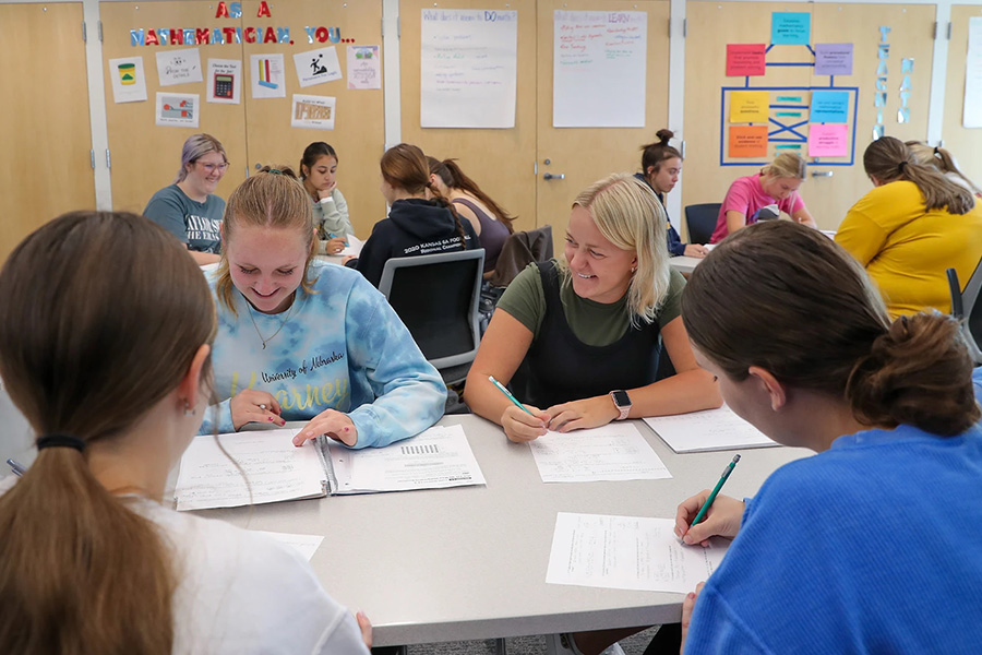 Students working on math