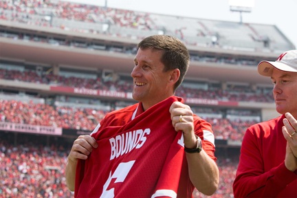 President Bounds is recognized with a customized Husker jersey