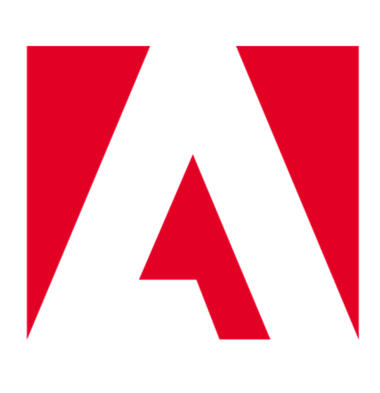 Adobe logo with a bold red stylized letter “A” formed by negative space inside a red square.