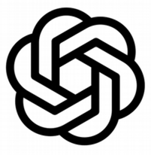 OpenAI logo featuring a black interwoven geometric knot design on a white background.